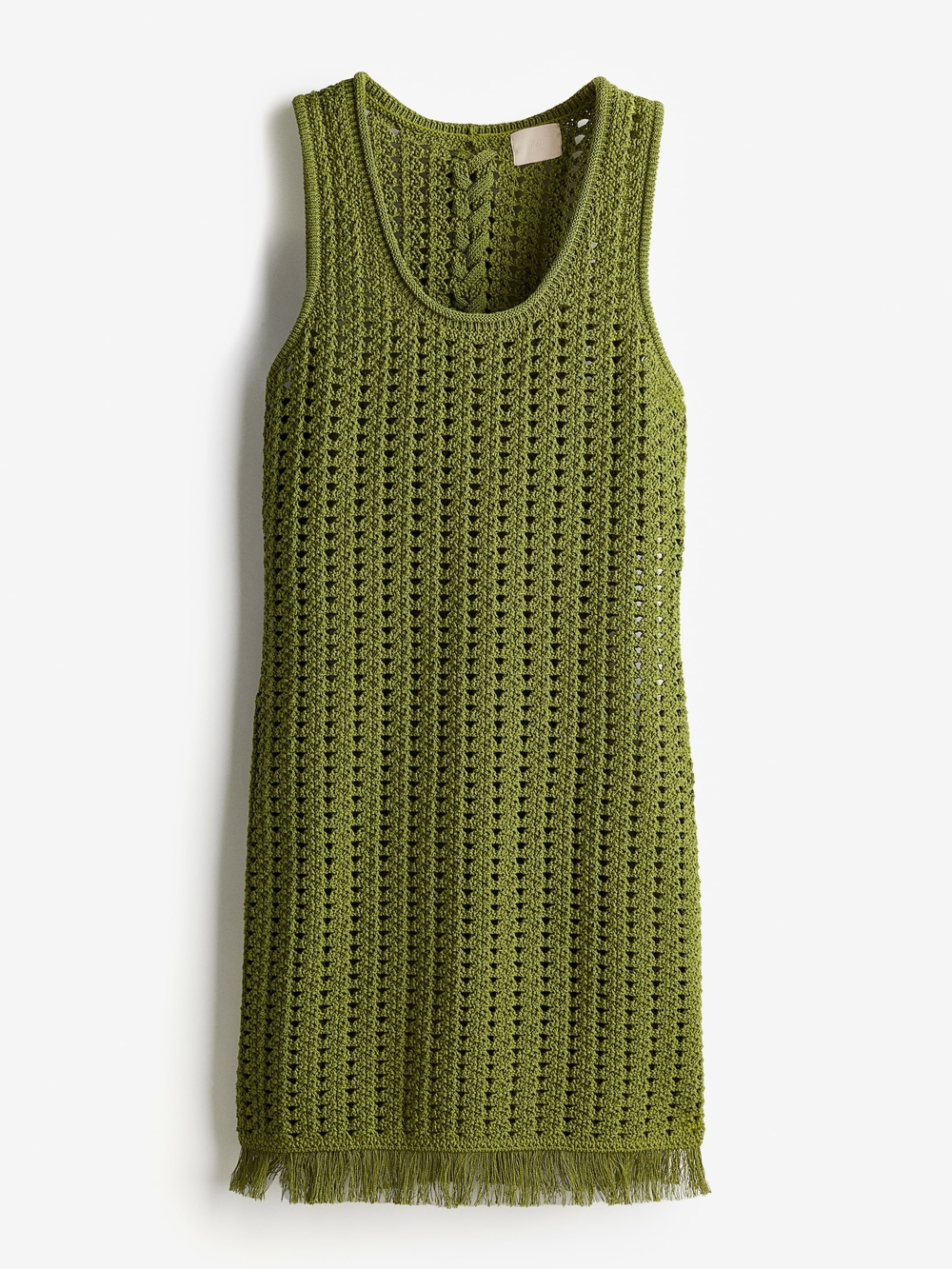 H&M Olive Green Crochet Knit Tank Dress